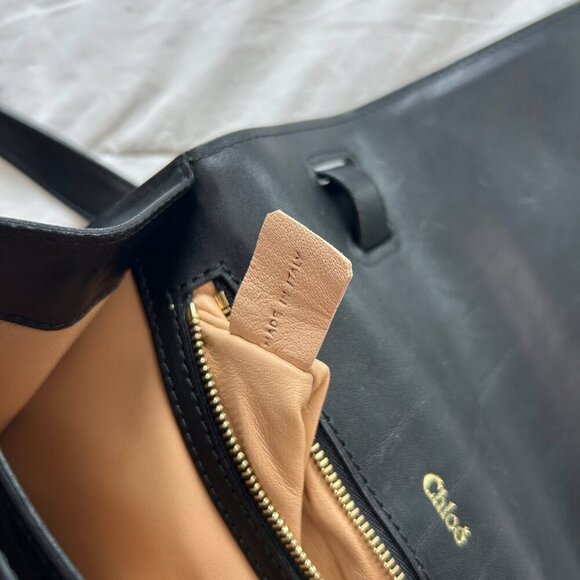 Chloé Louise Box Black Leather Crossbody Bag Gold Turnlock Vintage Authentic - Picture 8 of 12